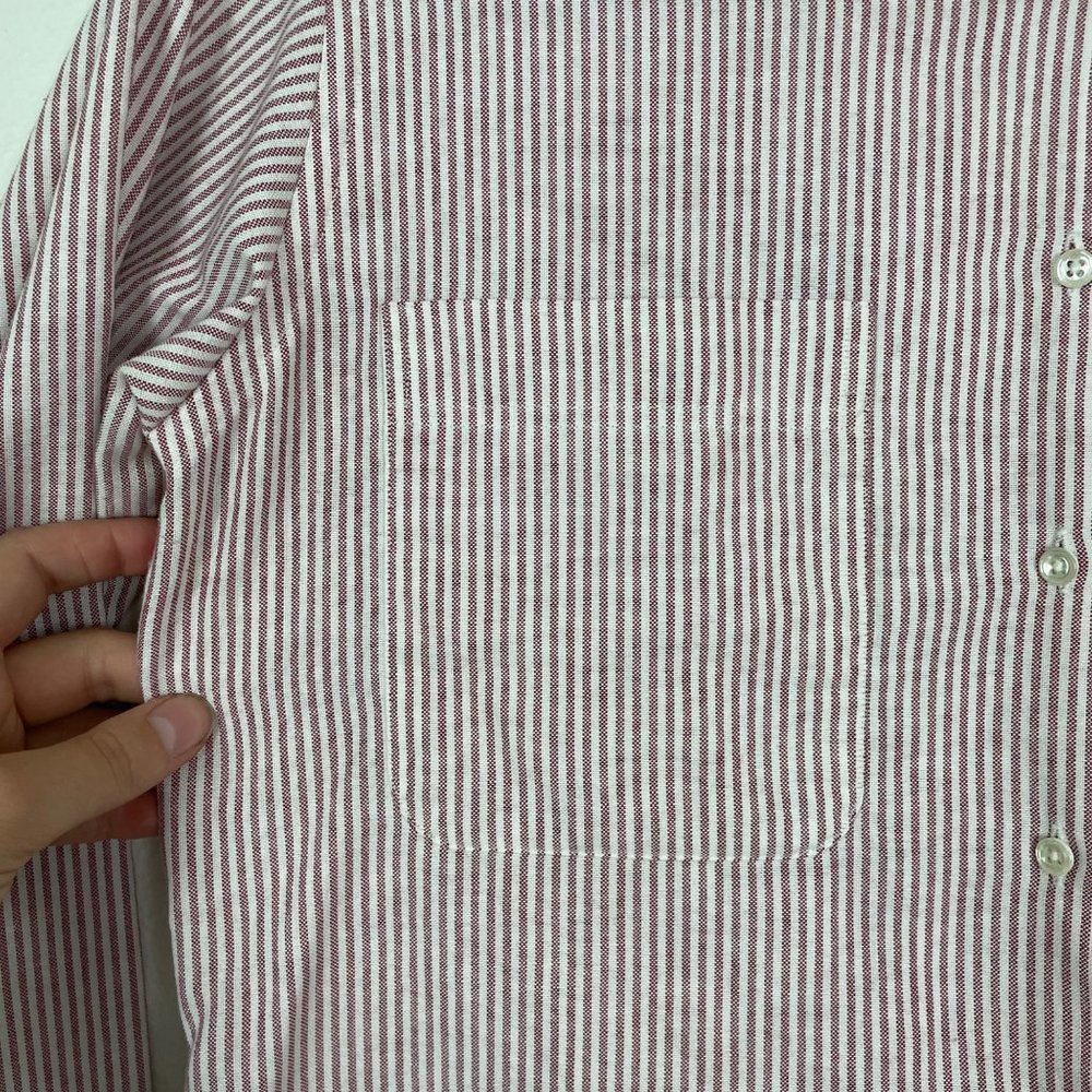 Lands' End Woman's Sz 6 Red and White Striped Button Up Collared Career Shirt - Picture 5 of 8